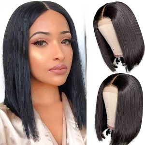 12A Brazilian Straight Bob 4*4 Closure Lace Wig Classic and Sleek