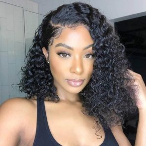 12A Brazilian Jerry Curly Bob 13*4 Lace Frontal Human Hair: Natural Bouncy Curls