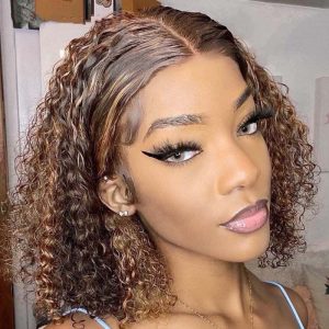 10A Highlight Piano 4/27 Curly Bob 13*4 Human Hair Wig Trendy Highlights