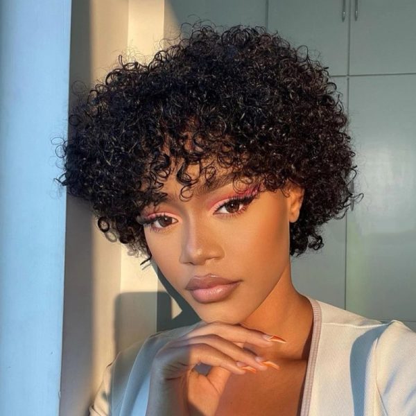 12A Brazilian Human Hair Short Curly Wig High Quality Pixie Cut Natural Look