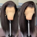 Kinky Straight Human Hair Yaki Brazilian 200% Density 13*4 Frontal Wig