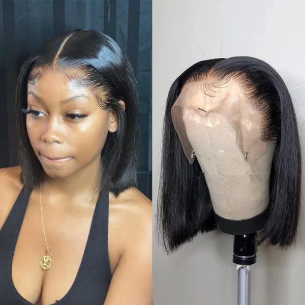 10A Brazilian Bob 13*4 Frontal Lace Wig 200% Density for Full Volume