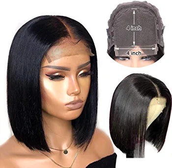 12A Brazilian Straight Bob 4*4 Closure Lace Wig Classic and Sleek