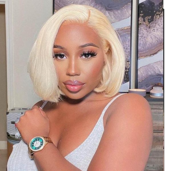 12A Brazilian 613 Light Blonde Bob with 13*4 Frontal Lace Wig Bright Look