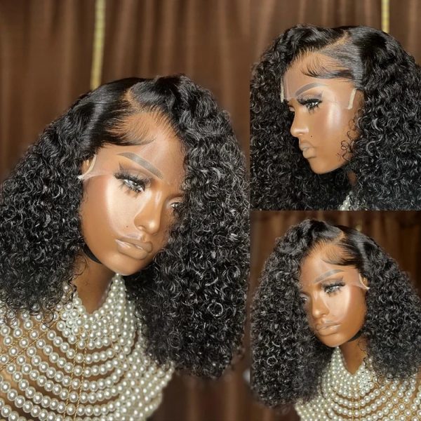 12A Jerry Curly Bob Brazilian Human Hair 13*4 Frontal Wig for Bouncy Style