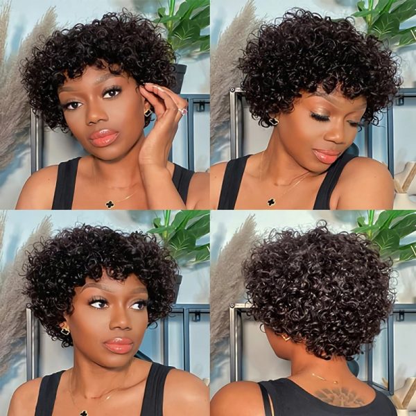 12A Brazilian Human Hair Short Curly Wig High Quality Pixie Cut Natural Look