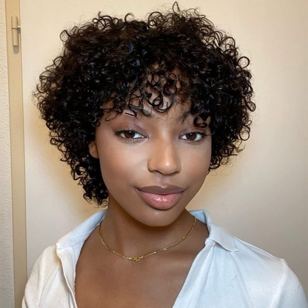 12A Brazilian Human Hair Short Curly Wig High Quality Pixie Cut Natural Look