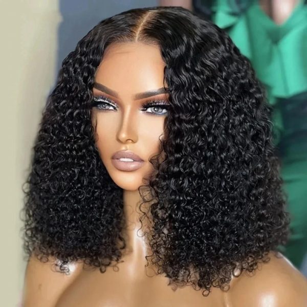 12A Jerry Curly Bob Brazilian Human Hair 13*4 Frontal Wig for Bouncy Style