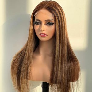 12A Piano Straight Wig 4x4 Closure Lace 100% Human Hair