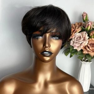 100% Human Hair Short Cut curly Wig Pixie Bob