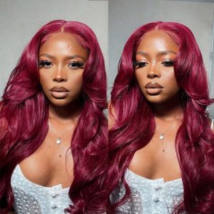 Brazilian 99J Burgundy Red Body Wave Wig 13*4 Lace Frontal