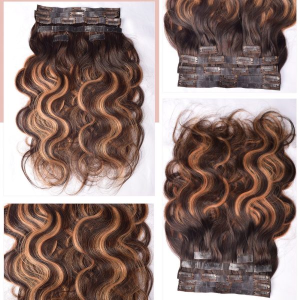 clip ins hair body wave human hair 6pcs/100g