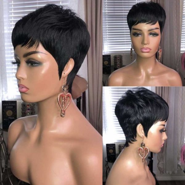 Hot Sale Pixie with Ear-to-Ear T lace 100% Human Hair Wig