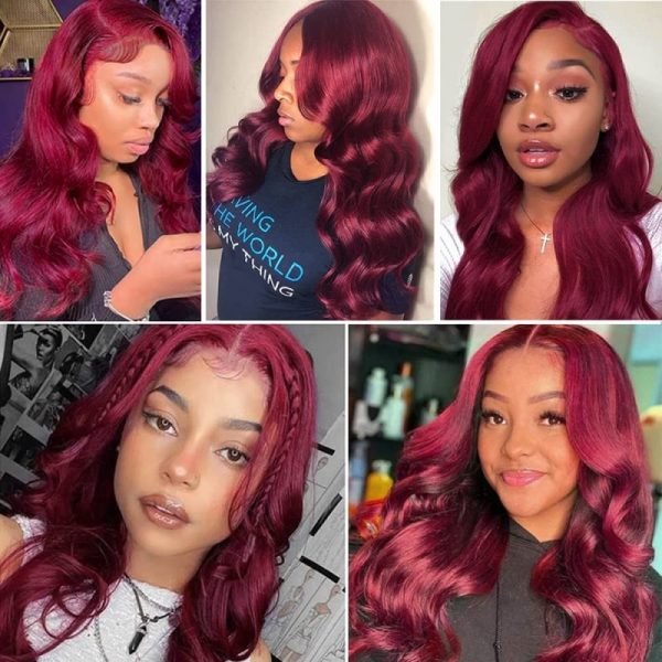 Brazilian 99J Burgundy Red Body Wave Wig 13*4 Lace Frontal