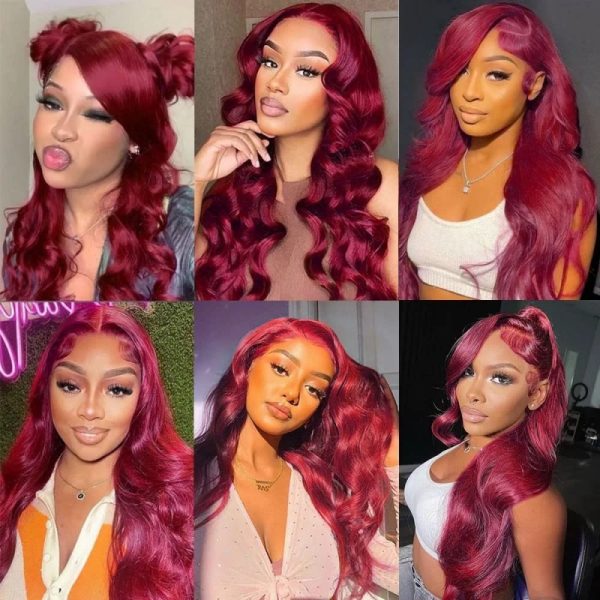 Brazilian 99J Burgundy Red Body Wave Wig 13*4 Lace Frontal