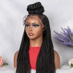 28 Inches Synthetic Black Box Braided Lace Front Wigs With Baby Hair Natural Knotless Braiding Wig For Black Women New Wigs