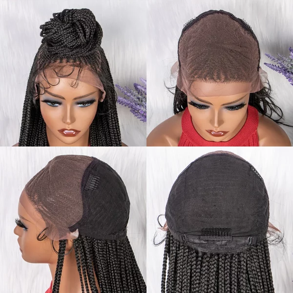 28 Inches Synthetic Black Box Braided Lace Front Wigs With Baby Hair Natural Knotless Braiding Wig For Black Women New Wigs