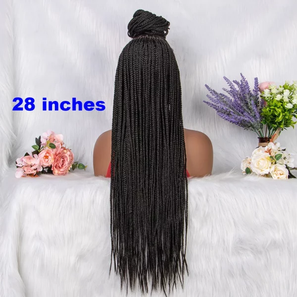 28 Inches Synthetic Black Box Braided Lace Front Wigs With Baby Hair Natural Knotless Braiding Wig For Black Women New Wigs