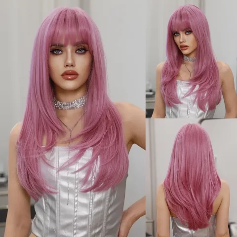 Fashion 26“ Long 4Style Straight Cosplay Hair Wig for Women’s Halloween Christmas Anime Wigs