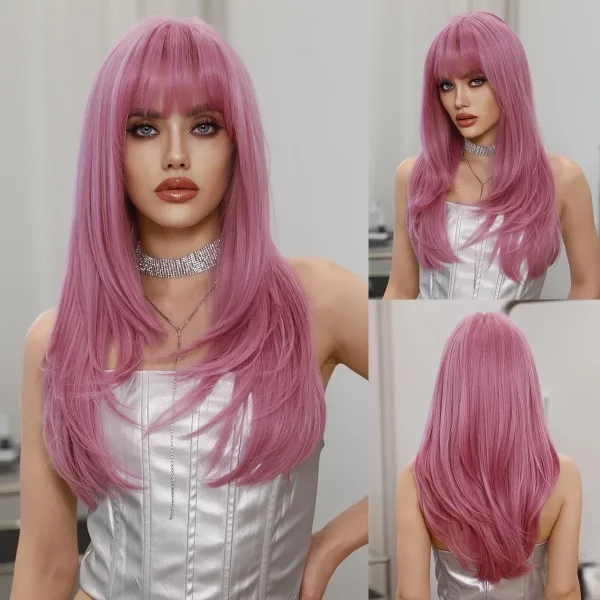 Fashion 26“ Long 4Style Straight Cosplay Hair Wig for Women’s Halloween Christmas Anime Wigs