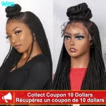 28 Inches Synthetic Black Box Braided Lace Front Wigs With Baby Hair Natural Knotless Braiding Wig For Black Women New Wigs